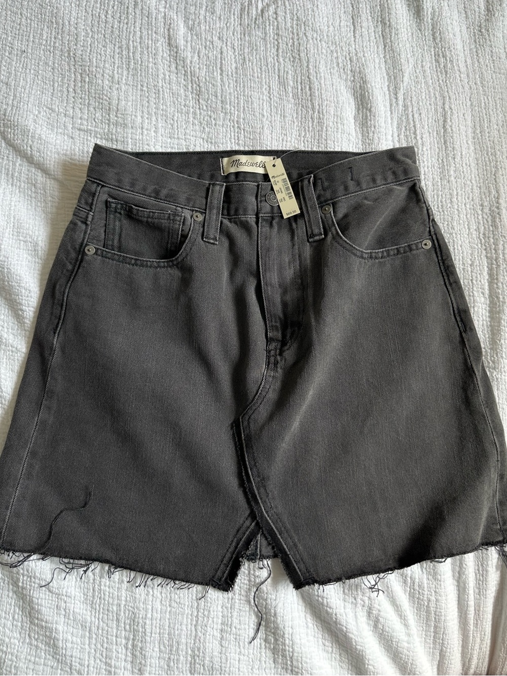 Madewell Faded Black/Grey Denim Mini Skirt